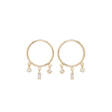 14k Medium Circle Earrings with Mixed Diamonds - SALE