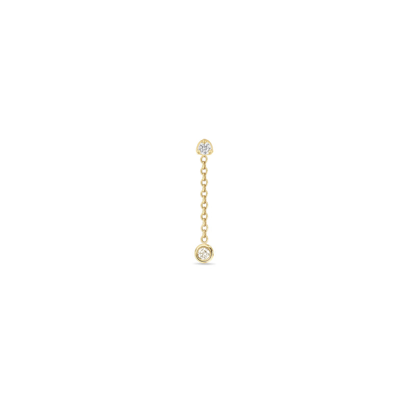 Single Zoë Chicco 14k Gold Prong Diamond & Floating Diamond Chain Drop Earring