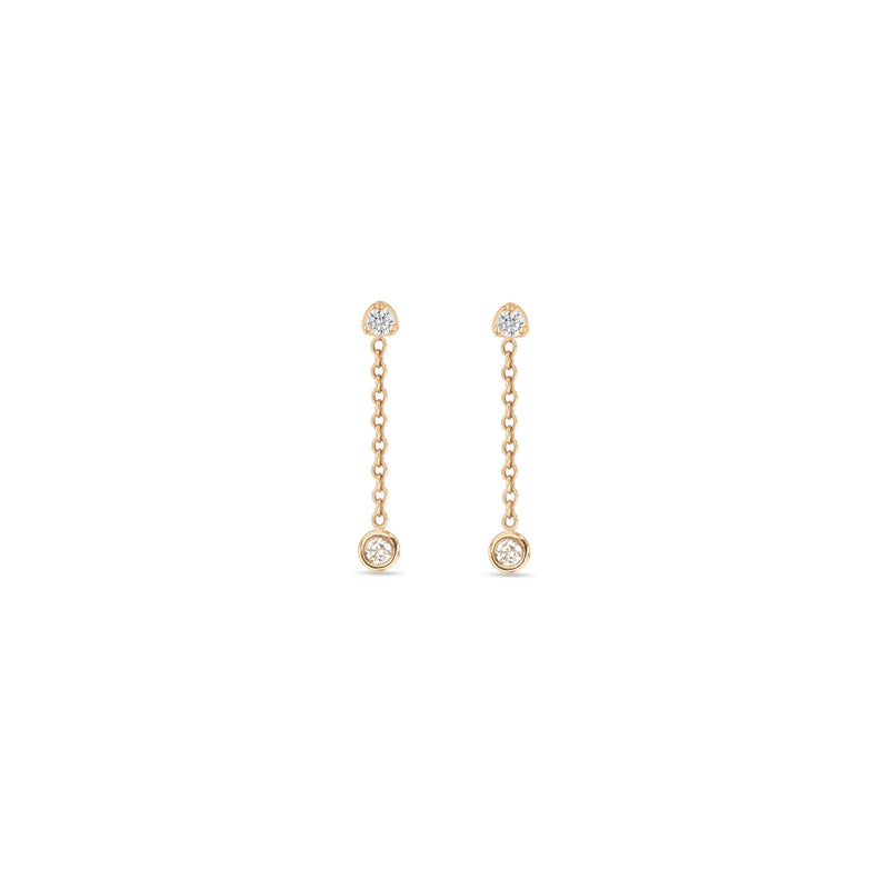 Zoë Chicco 14k Gold Prong Diamond & Floating Diamond Chain Drop Earrings