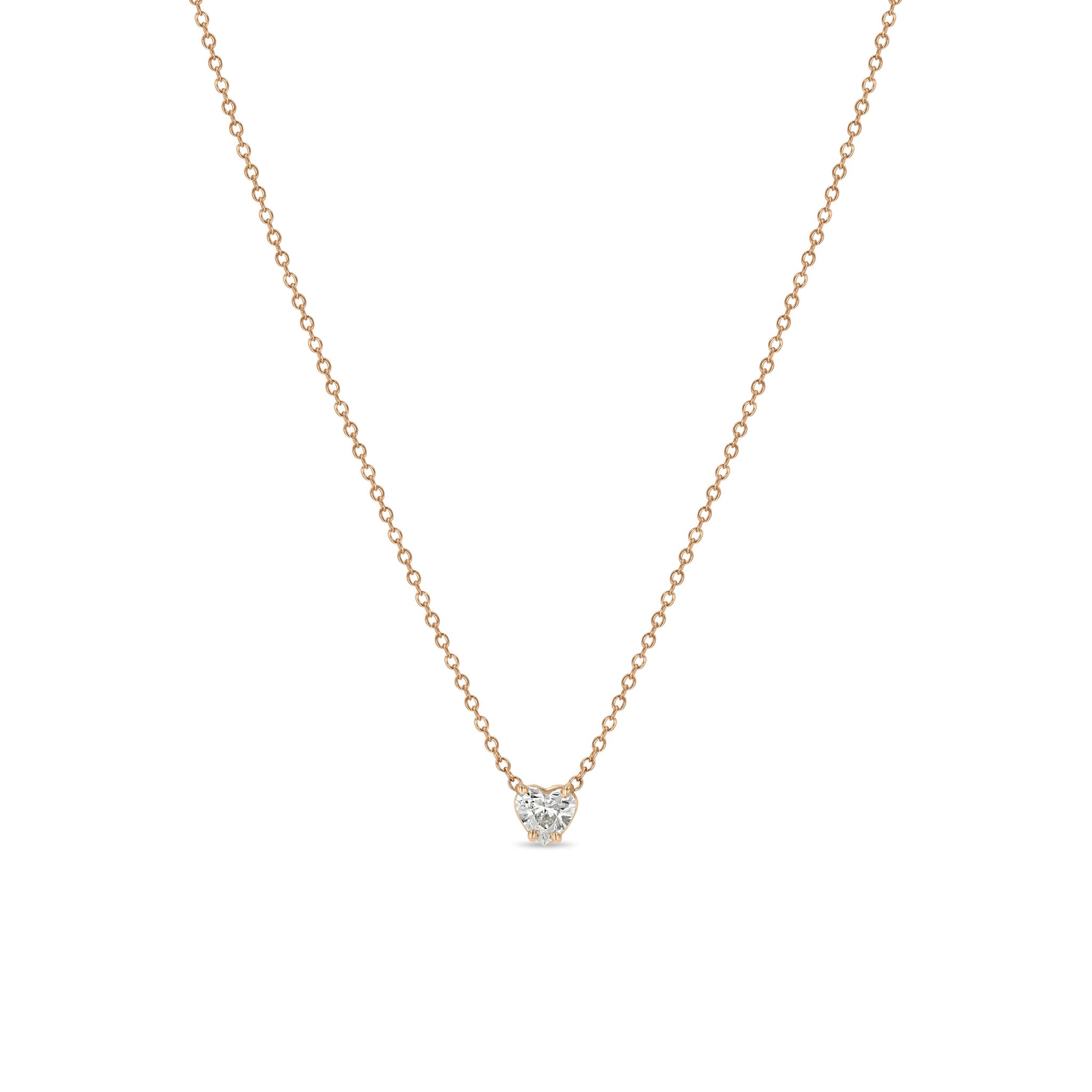 Zoë Chicco 14k Gold Prong Heart Shaped Diamond Necklace