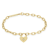 Zoë Chicco 14k Gold Star Set Diamond Heart Padlock Bracelet