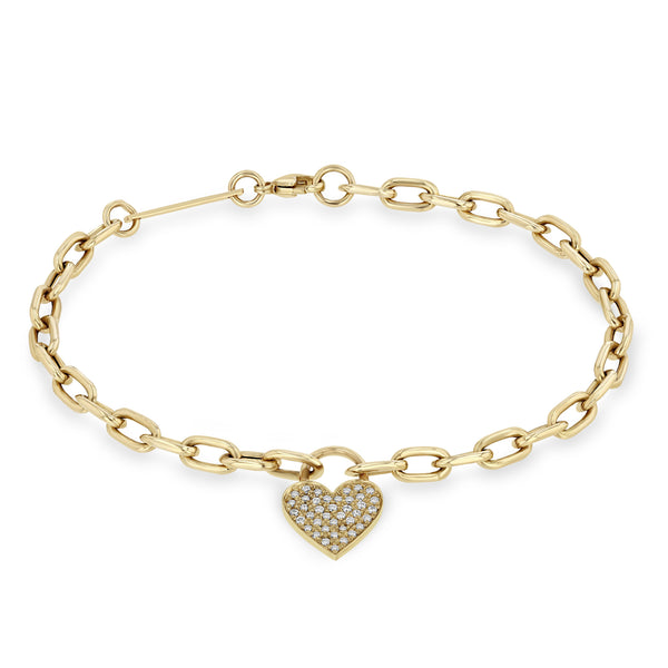 Zoë Chicco 14k Pavé Diamond Heart Padlock Bracelet