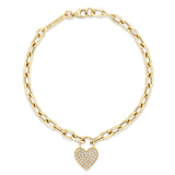 Zoë Chicco 14k Pavé Diamond Heart Padlock Bracelet