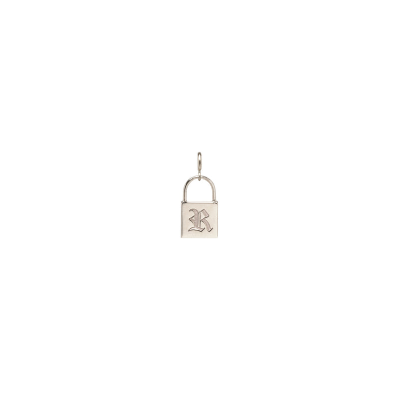 Zoë Chicco 14k Gold Old English Initial Letter E Small Padlock Charm - SALE