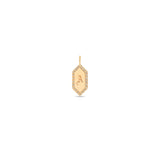 Zoë Chicco 14k Gold Initial Elongated Hexagon Diamond Border Spring Ring Charm Pendant