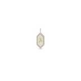 Zoë Chicco 14k Gold Initial Elongated Hexagon Diamond Border Spring Ring Charm Pendant
