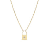 Zoe Chicco 14k Yellow Gold Star Set Diamond Padlock Necklace