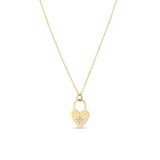 Zoë Chicco 14k Gold Diamond Heart Padlock Necklace