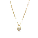 Zoë Chicco 14k Gold Pavé Diamond Heart Padlock Square Oval Link Necklace