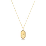 Zoë Chicco 14k Gold Initial Elongated Hexagon Diamond Border Tag Necklace