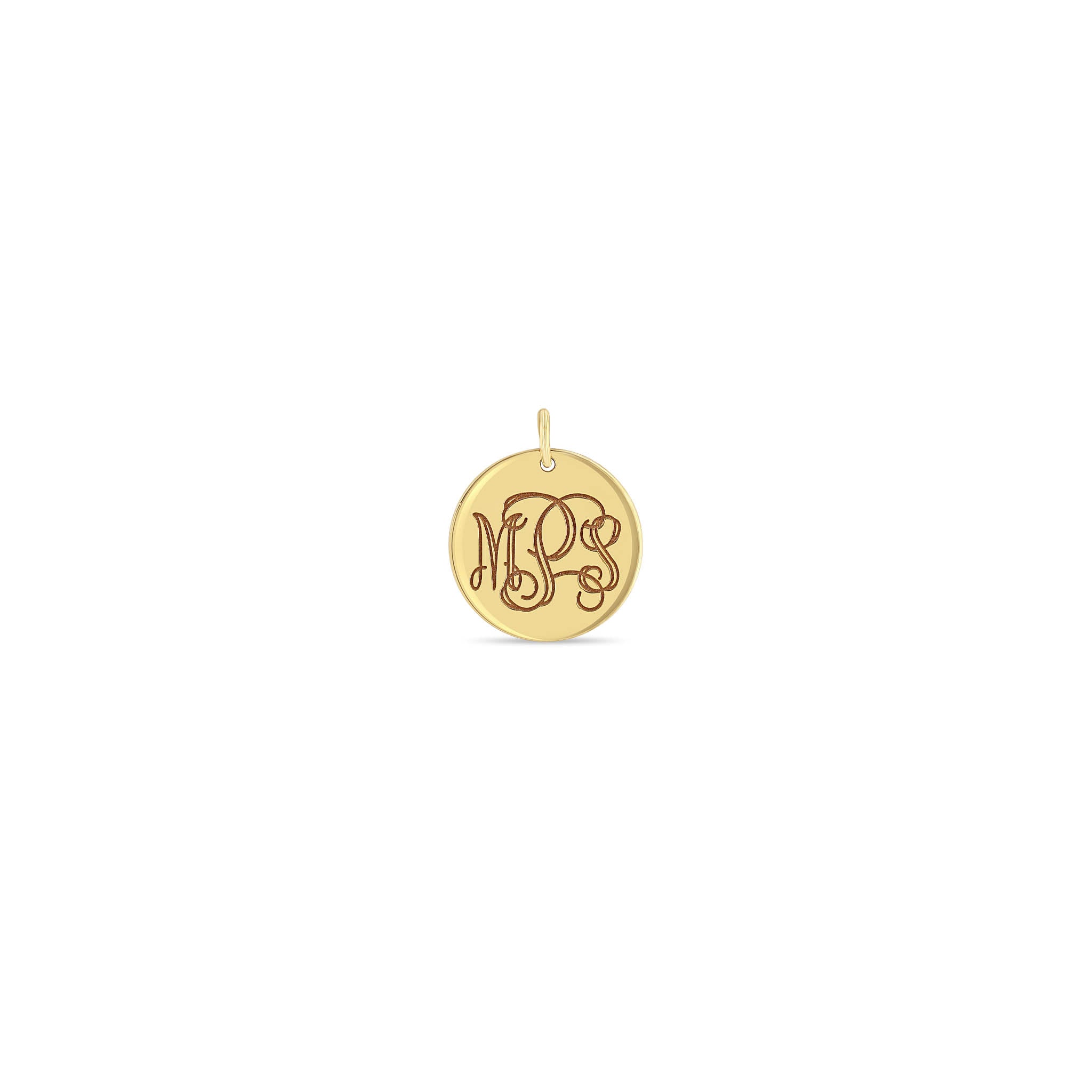 Zoë Chicco 14k Gold Engraved Monogram Medium Disc Charm Pendant