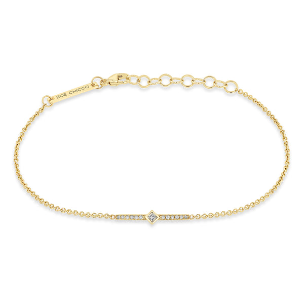 Zoë Chicco 14k Gold Princess Diamond & Diamond Bar Bracelet