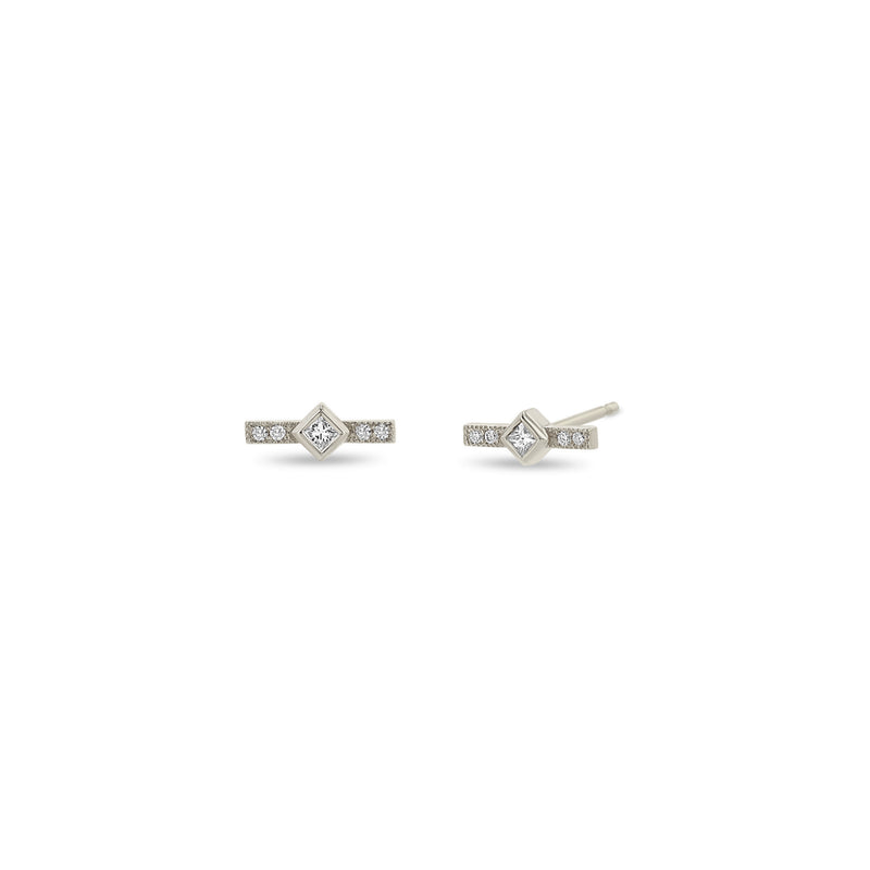 Zoë Chicco 14k Gold Princess Diamond & Diamond Bar Stud Earrings