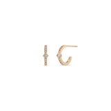 Zoë Chicco 14k Gold Princess Diamond & Diamond Bar Huggie Hoops