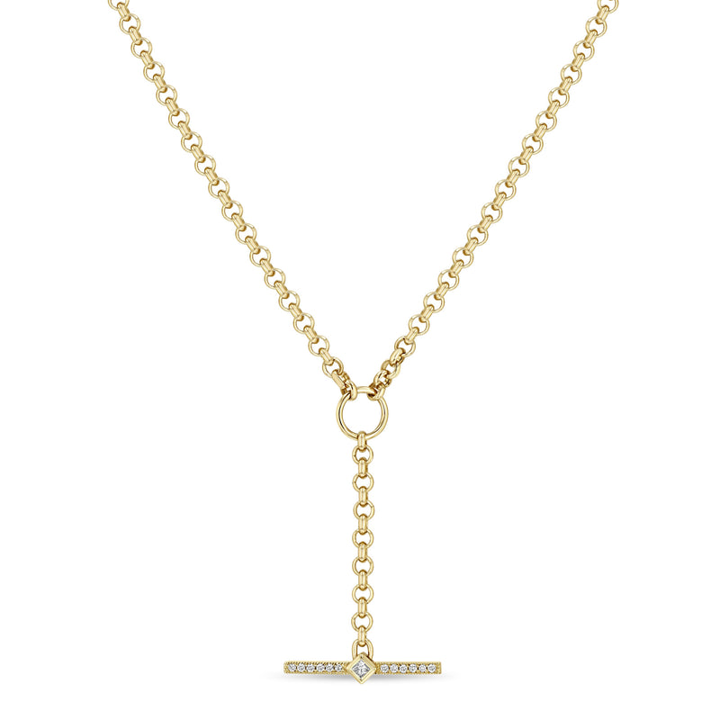 Zoë Chicco 14k Gold Princess Diamond & Diamond Bar Toggle Lariat Necklace