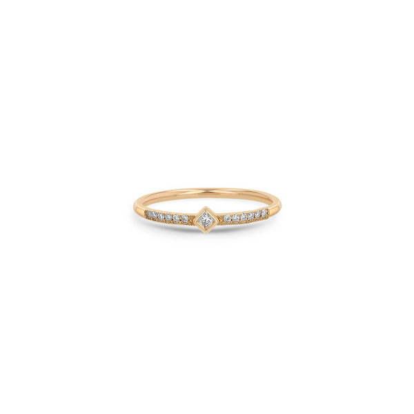 Zoë Chicco 14k Gold Princess Diamond with Demi Pavé Band Ring