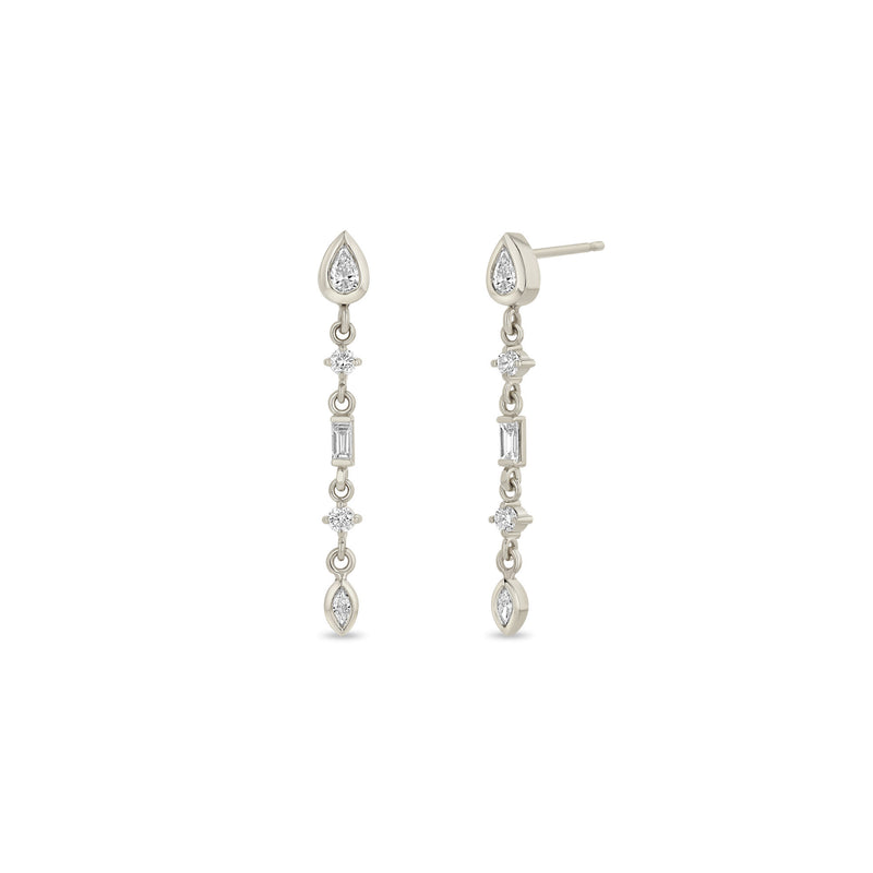 Zoë Chicco 14k Gold Linked Mixed Diamond Medium Drop Earrings