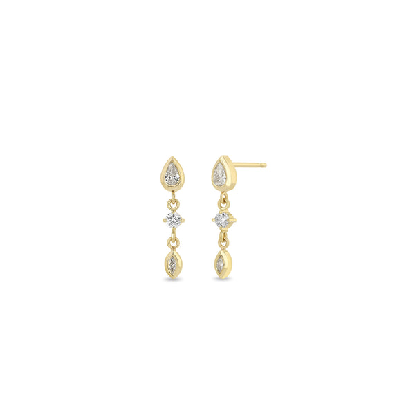 Zoë Chicco 14k Gold Linked Mixed Diamond Drop Earrings