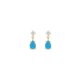 Zoë Chicco 14k Gold Pear Turquoise & Prong Diamond Drop Earrings