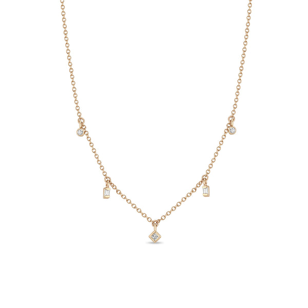 Zoë Chicco 14k Gold 5 Dangling Mixed Cut Diamond Necklace