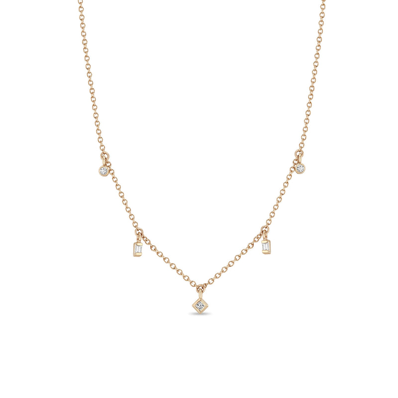 Zoë Chicco 14k Gold 5 Dangling Mixed Cut Diamond Necklace – ZOË CHICCO