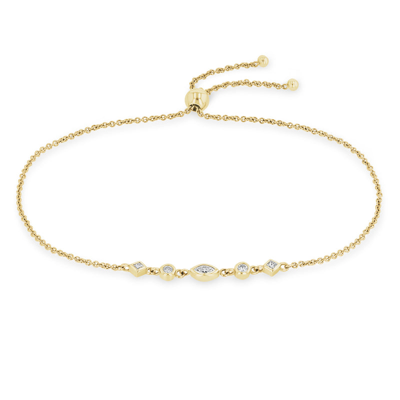 Zoë Chicco 14k Gold 5 Linked Mixed Cut Diamond Bolo Bracelet