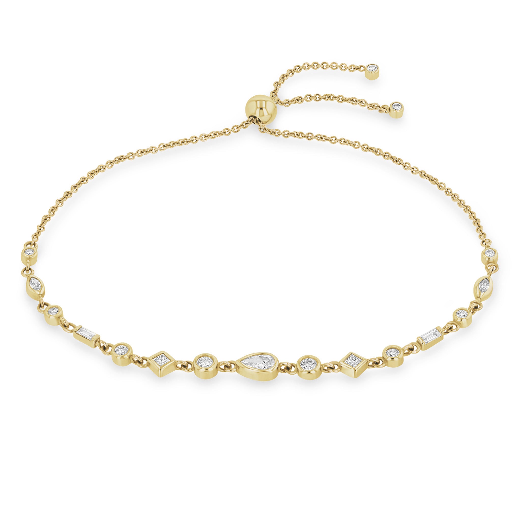 Zoë Chicco 14k Gold Large Mixed Diamond Linked Bolo Bracelet