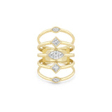 Zoe Chicco 14k gold ring with multiple bands with diamond accents on a white background