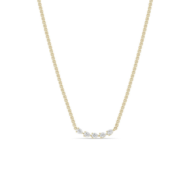 14k 5 Pear Diamond Small Box Chain Necklace