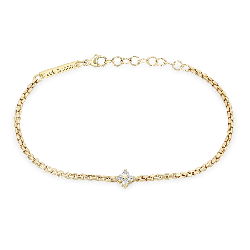 Zoë Chicco 14k Gold Prong Diamond Quad Box Chain Bracelet