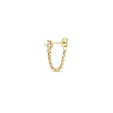 Single Zoë Chicco 14k Gold Prong Diamond Quad Box Chain Huggie Earring