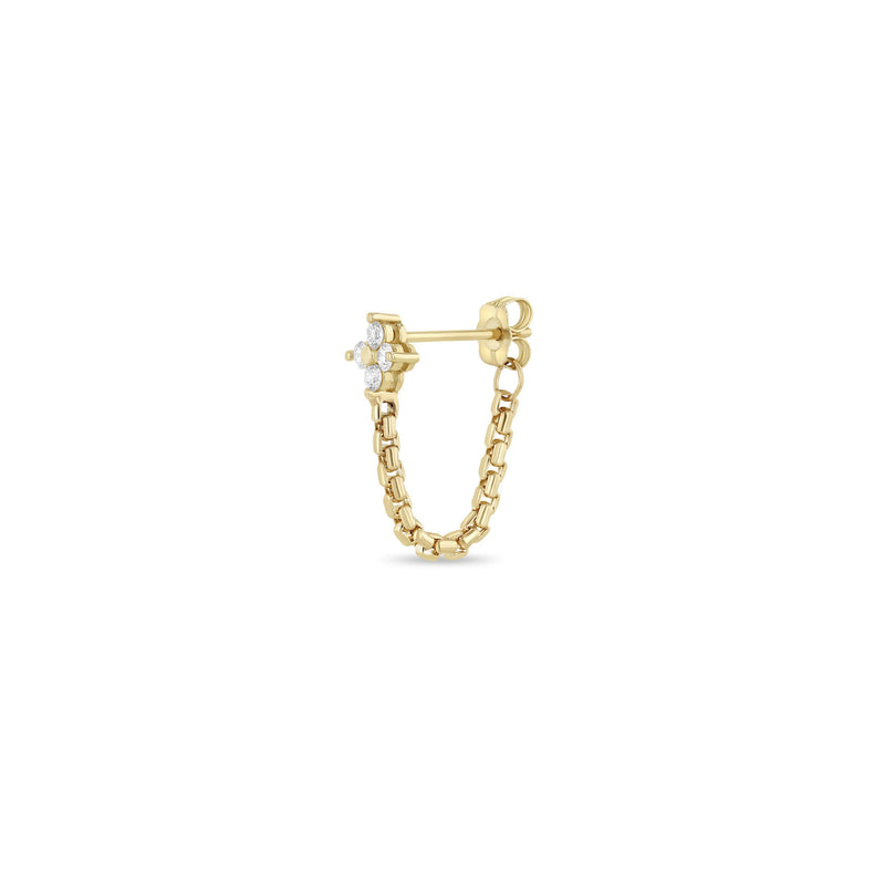 Single Zoë Chicco 14k Gold Prong Diamond Quad Box Chain Huggie Earring