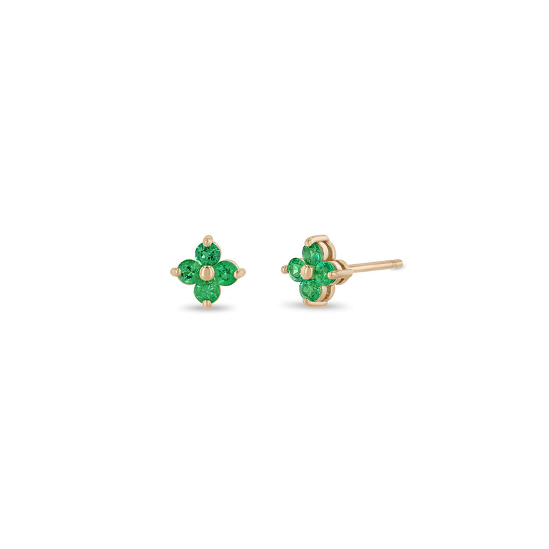 Zoë Chicco 14k Gold Prong Emerald Quad Stud Earrings