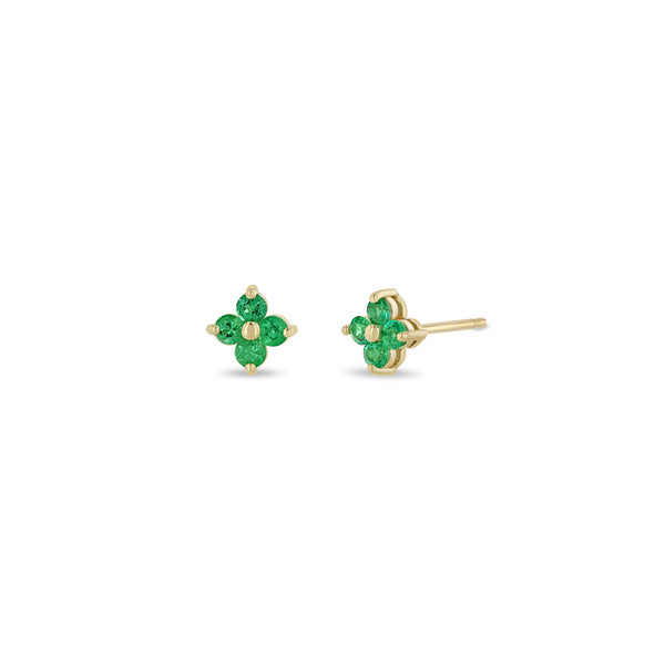 Zoë Chicco 14k Gold Prong Emerald Quad Stud Earrings