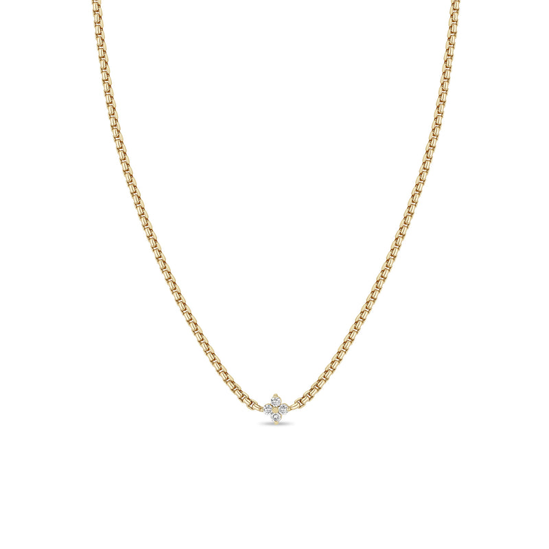 Zoë Chicco 14k Gold Prong Diamond Quad Box Chain Necklace