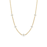 Zoë Chicco 14k Gold 5 Prong Diamond Quad Station Box Chain Necklace