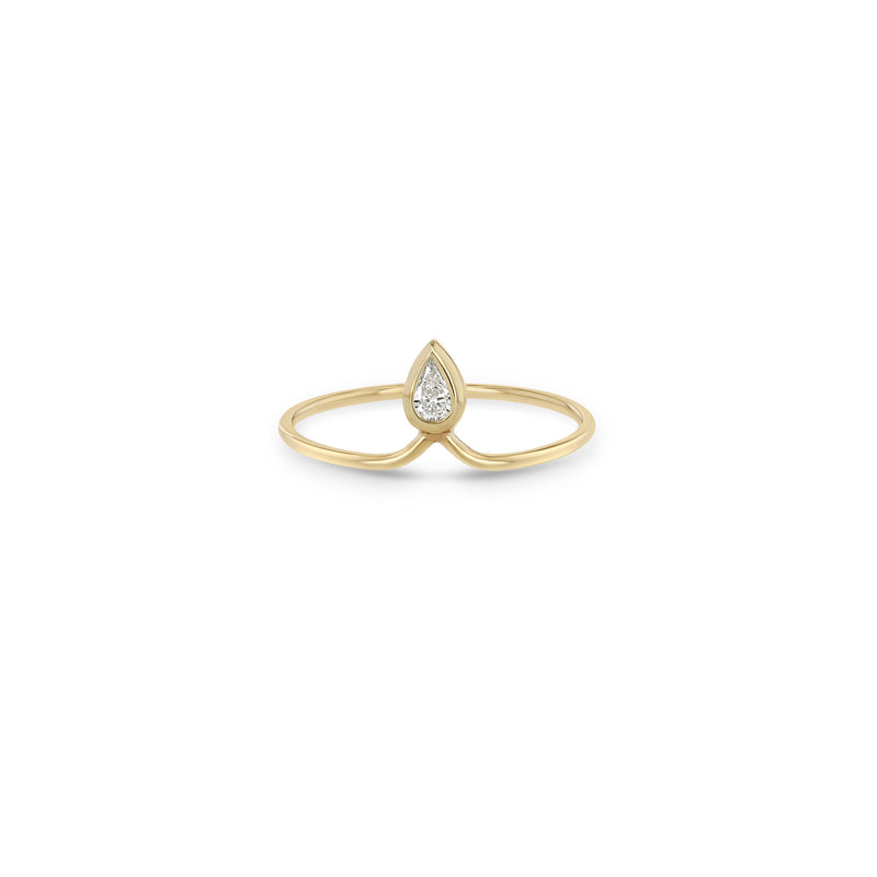 Zoë Chicco 14k Gold Vertical Pear Diamond Bezel Crown Ring