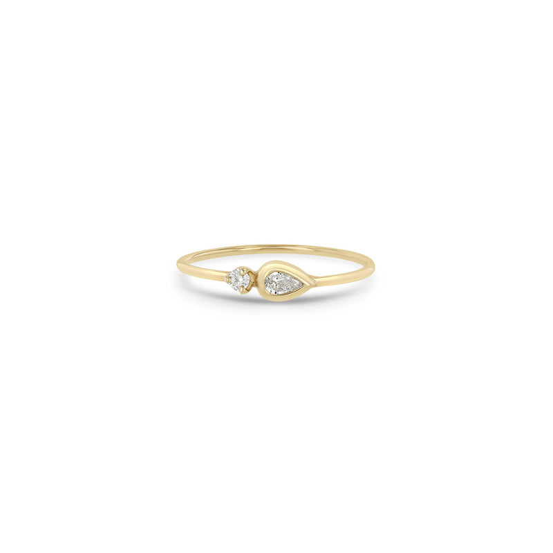 Zoë Chicco 14k Gold Pear Diamond Bezel & Prong Diamond Ring