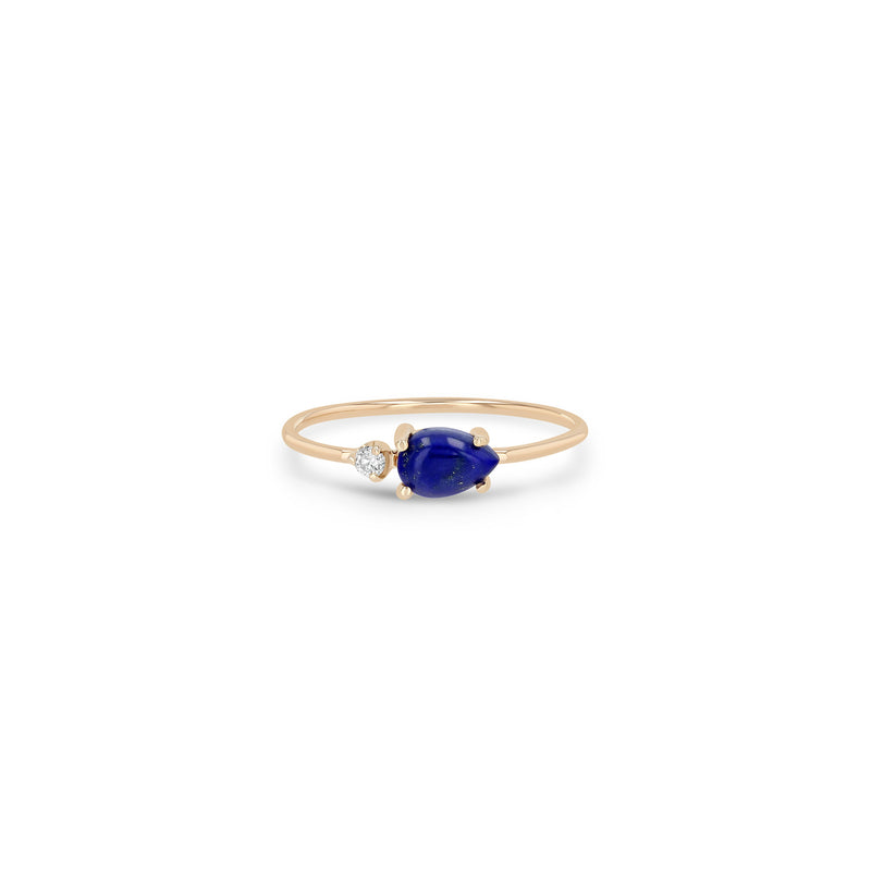 Zoe Chicco 14k Rose Gold Pear Lapis & Prong Diamond Ring