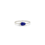 Zoe Chicco 14k White Gold Pear Lapis & Prong Diamond Ring