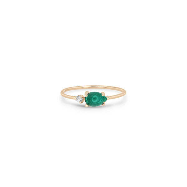 Zoe Chicco 14k Rose Gold Pear Malachite & Prong Diamond Ring