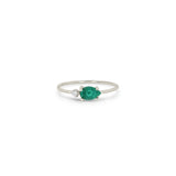 Zoe Chicco 14k White Gold Pear Malachite & Prong Diamond Ring