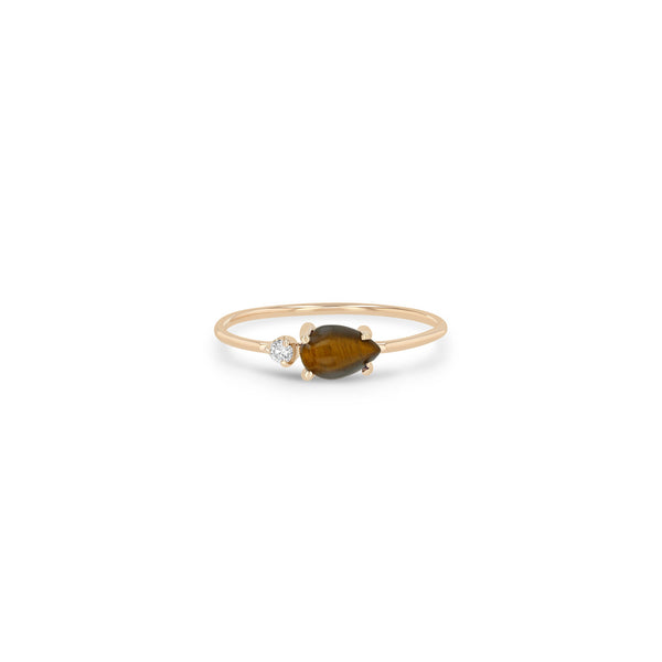 Zoe Chicco 14k Rose Gold Pear Tiger Eye & Prong Diamond Ring
