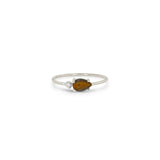 Zoe Chicco 14k White Gold Pear Tiger Eye & Prong Diamond Ring