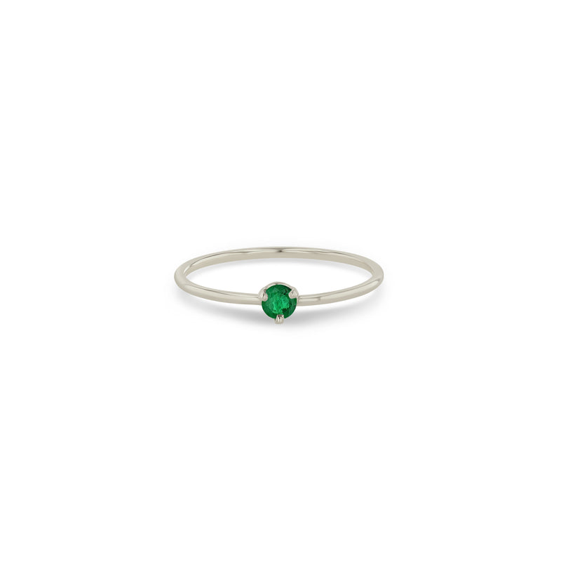 Zoë Chicco 14k White Gold Single Emerald Prong Ring