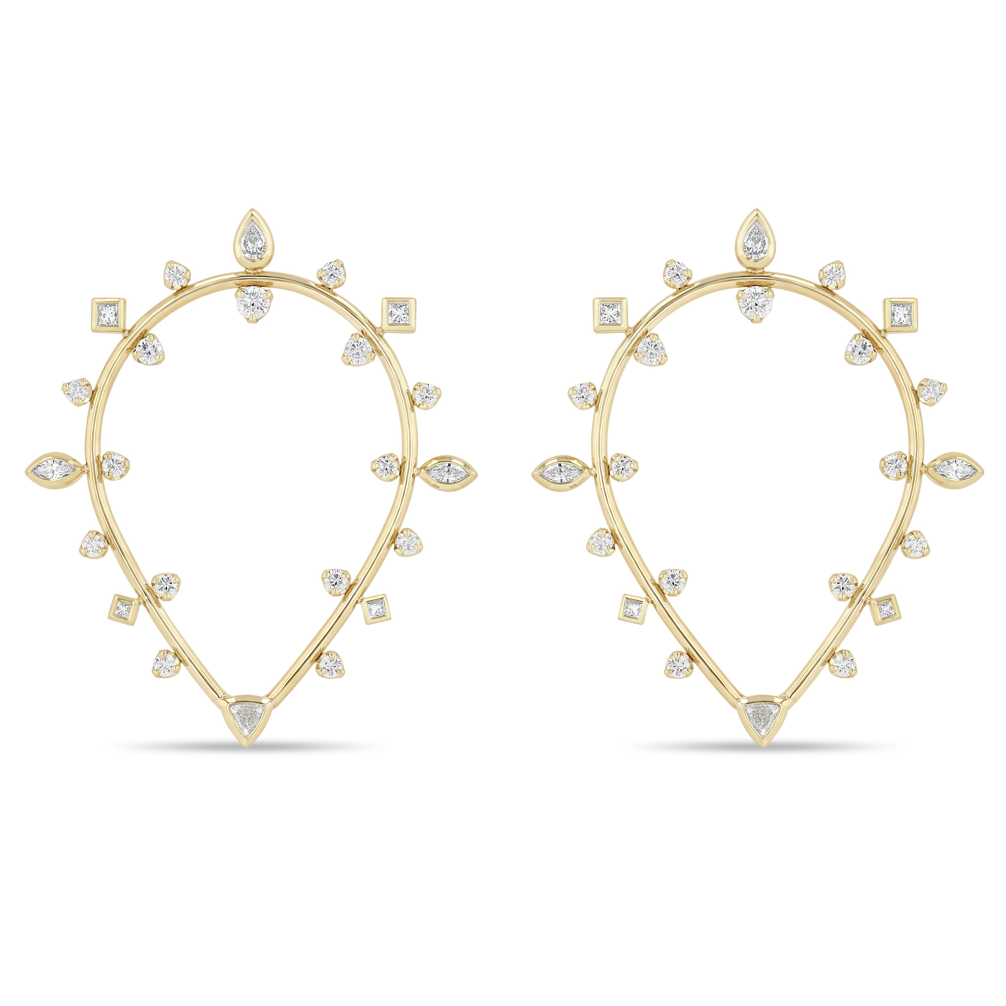 Zoë Chicco 14k Gold Mixed Diamond Upside Down Teardrop Earrings