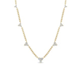 14k Graduated Prong Diamond Trio Station Small Box Chain Necklace