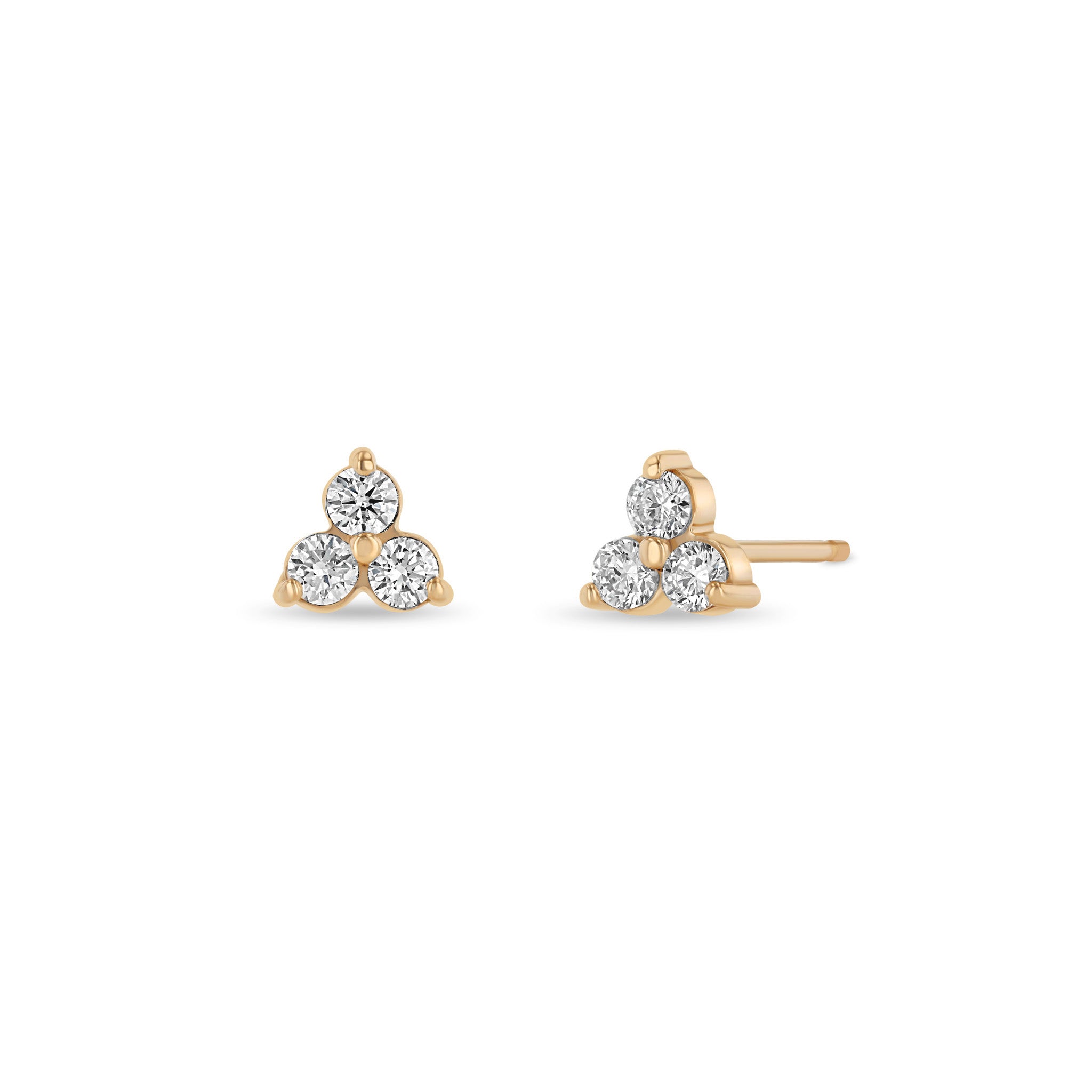 Zoë Chicco 14k Gold 2.5mm Prong Diamond Trio Stud Earrings