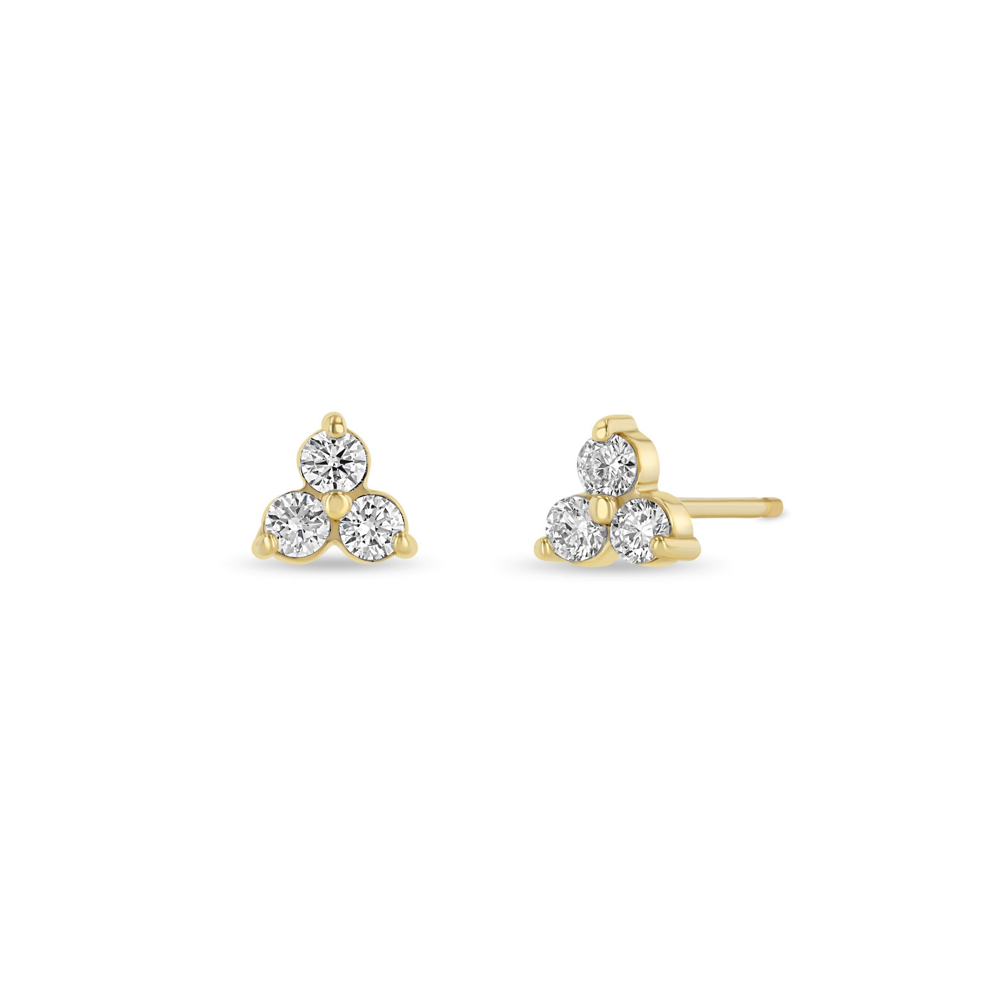 Zoë Chicco 14k Gold 2.5mm Prong Diamond Trio Stud Earrings
