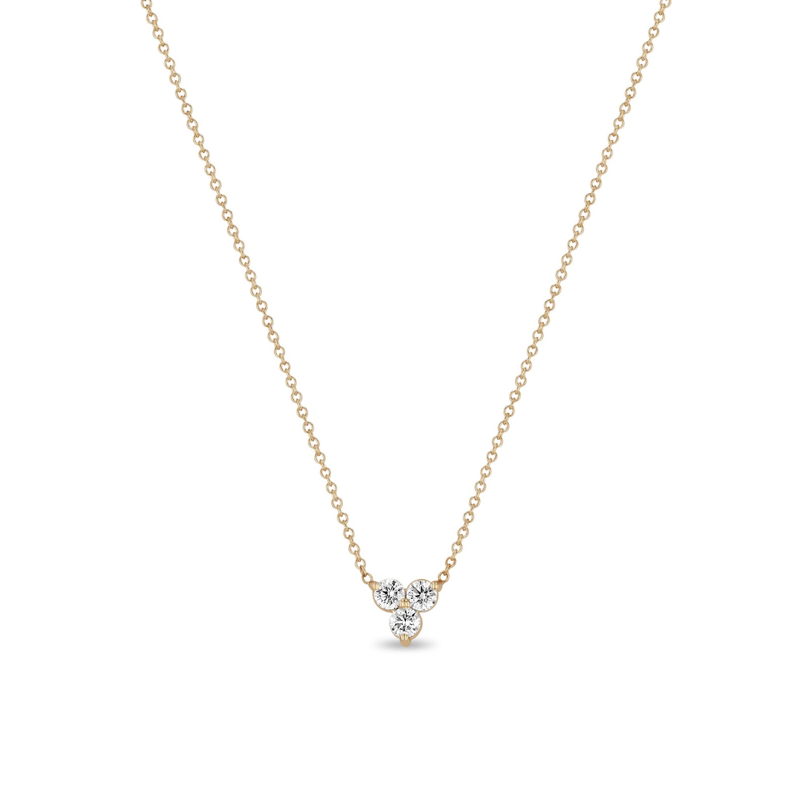 Zoë Chicco 14k Gold Prong Diamond Trio Necklace – ZOË CHICCO